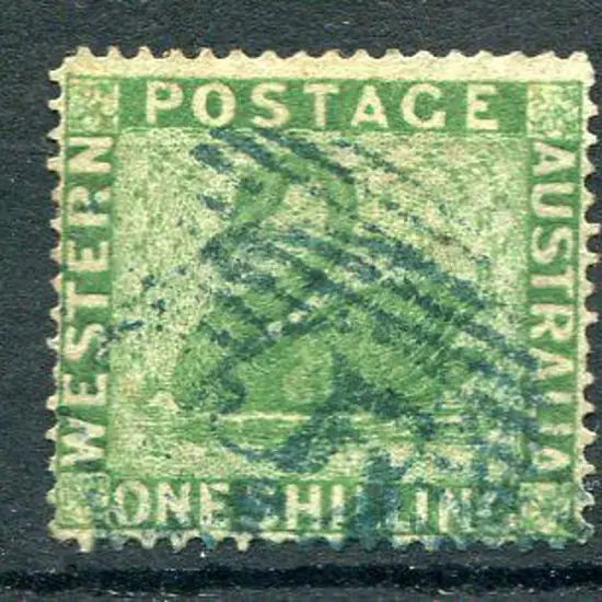 1861 1/- yellow-green with upright wmk. Fine used ...