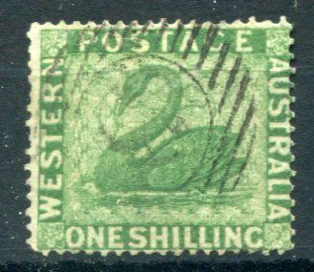 1861 1/- yellow-green with upright wmk. F/U. SG ... Image 1++