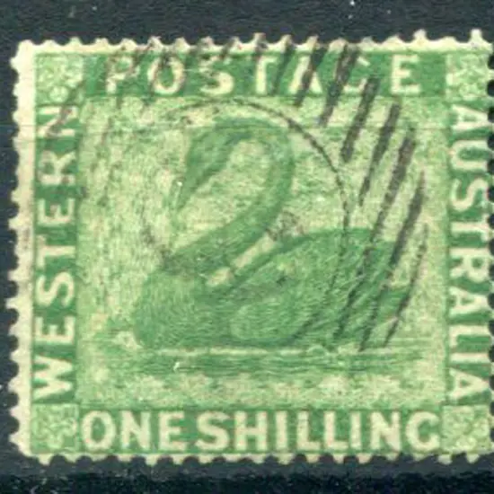 1861 1/- yellow-green with upright wmk. F/U. SG ...