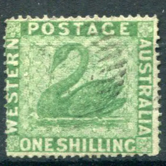 1861 1/- green with upright, reversed wmk. Centred ...