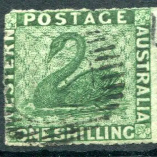 1861 1/- deep green. Neat part BN cancel. Pulled ...