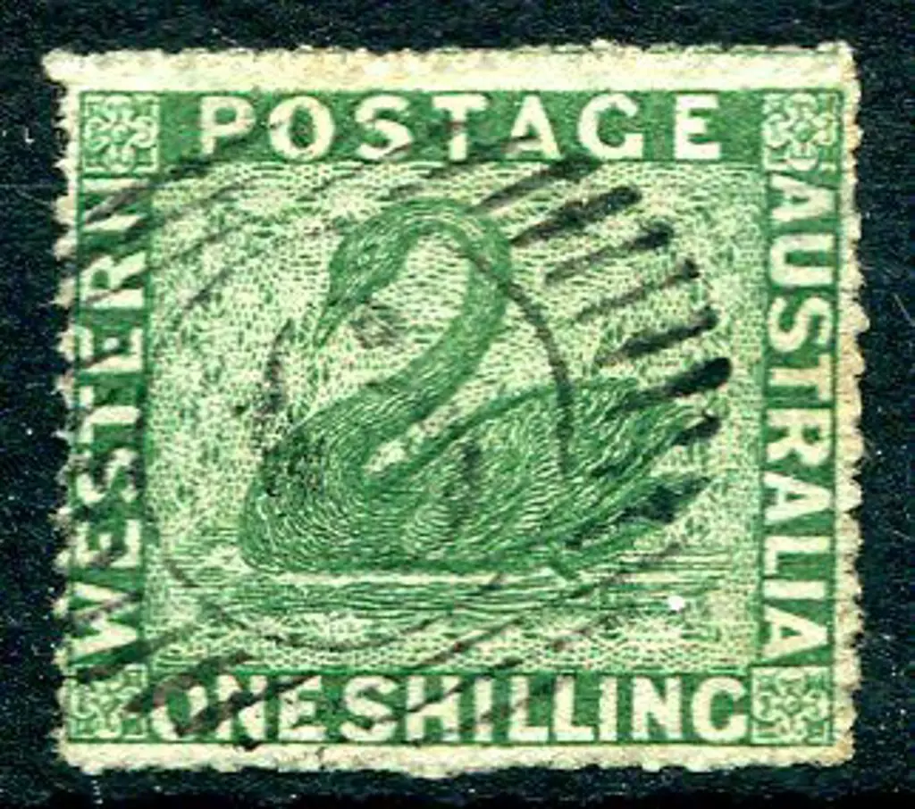 1861 1/- deep green. Fine used with neat 15 bar ... Image 1++