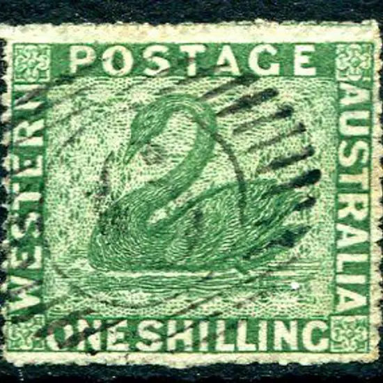 1861 1/- deep green. Fine used with neat 15 bar ...