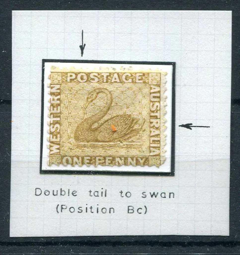 1874 1d yellow-ochre with "double tailed swan" ... Image 1++