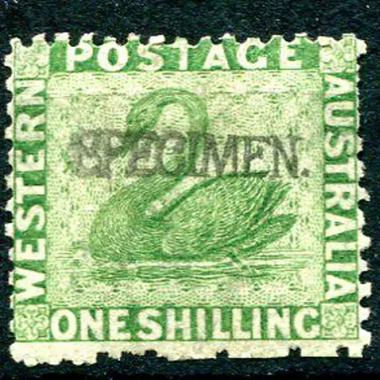 1865 1/- bright green handstamped "SPECIMEN". MH ...