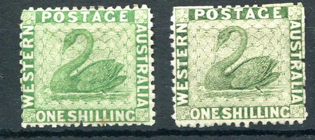 1865/68 1/- bright green MH & 1/- sage-green also ... Image 1++