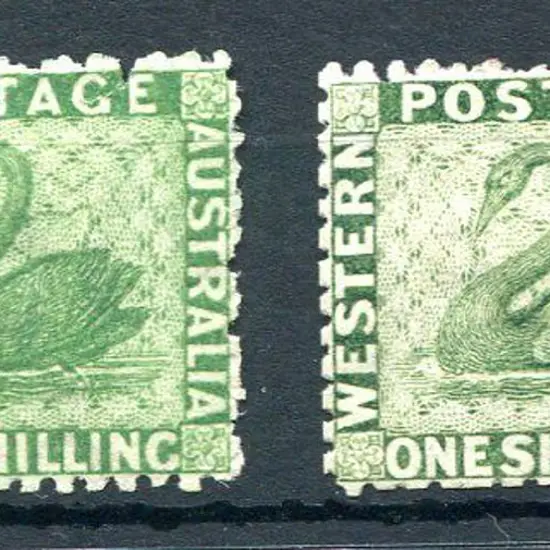 1865/68 1/- bright green MH & 1/- sage-green ...