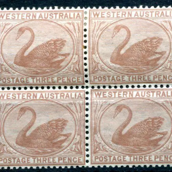 1871 3d pale brown block of 4 with lower stamps ...
