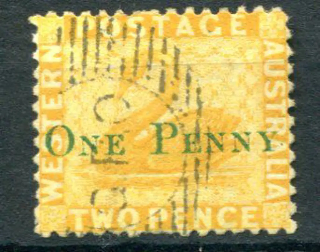 1874 "ONE PENNY" surcharge on 2d yellow. F/U. SG ... Image 1++