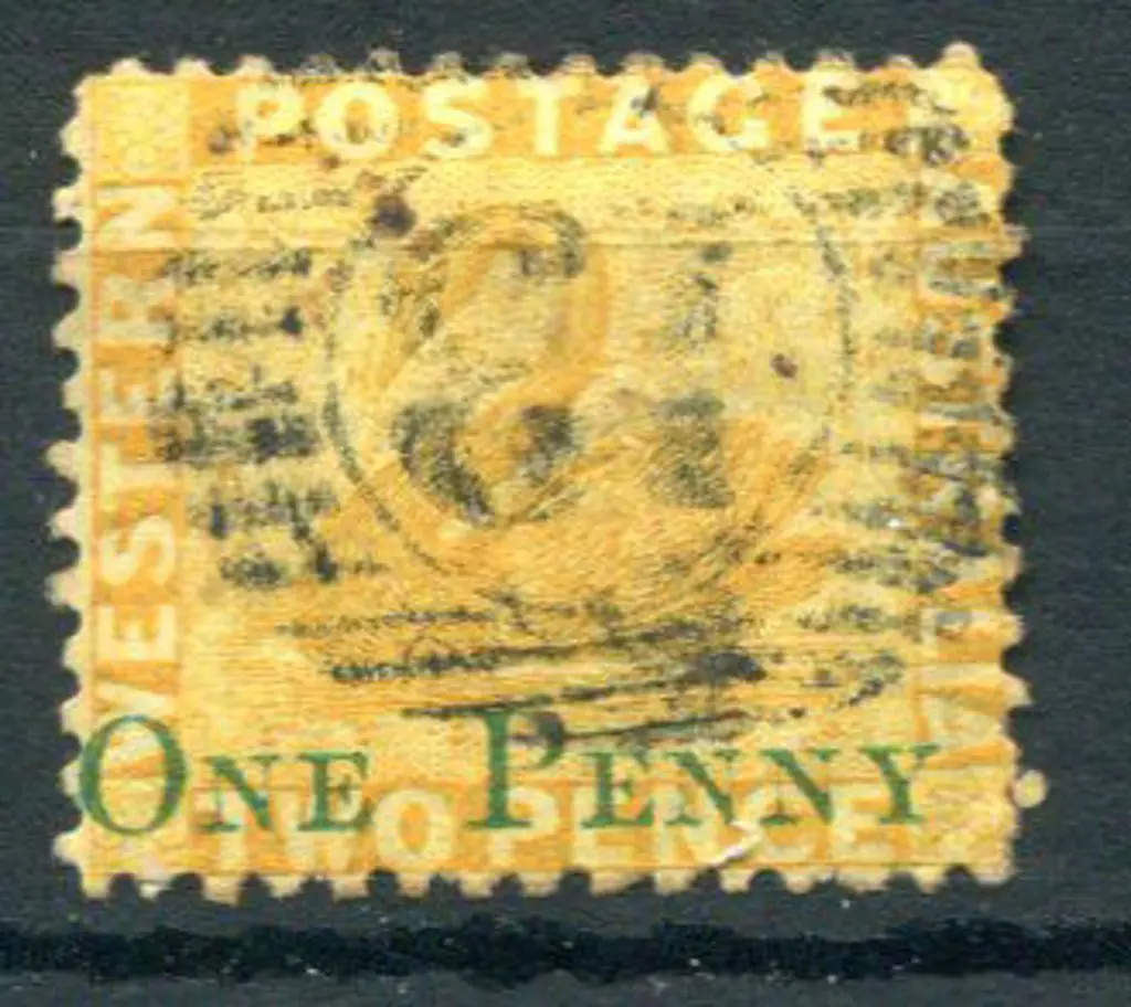 1874 "ONE PENNY" surcharge on 2d yellow. Used with ... Image 1++