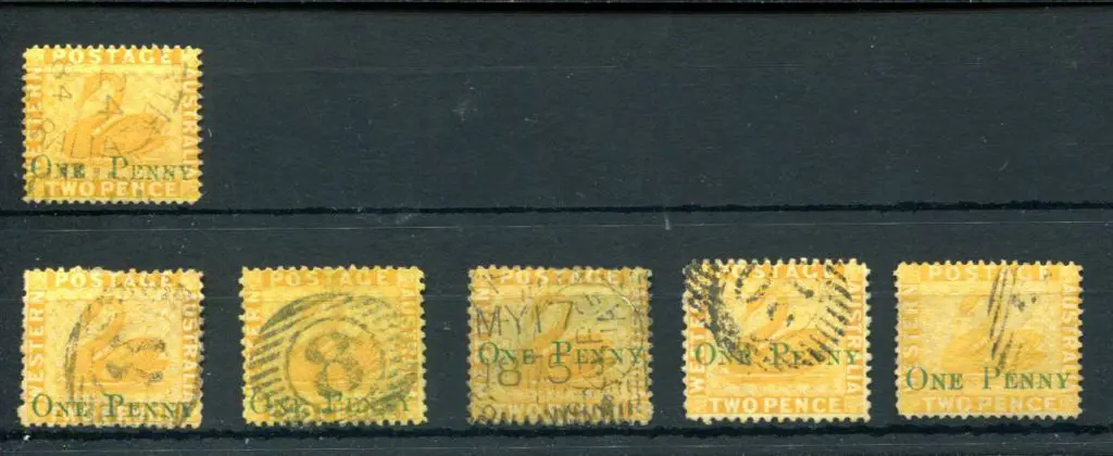 1874 "ONE PENNY" surcharge on 2d yellow. Used ... Image 1++