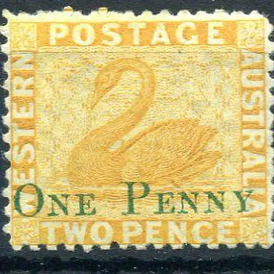 1874 "ONE PENNY" surcharge on 2d yellow. Fresh MLH ...