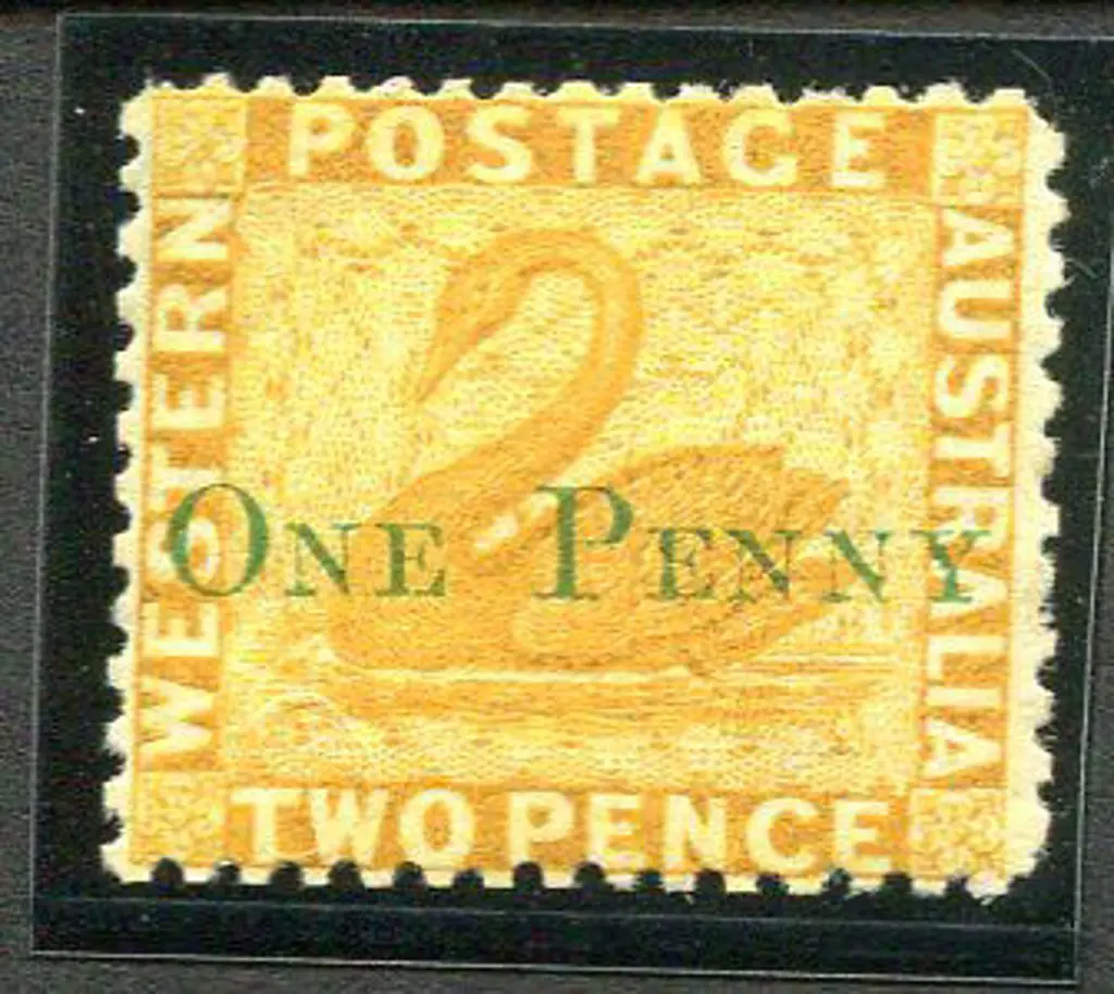 1874 "ONE PENNY" surcharge on 2d yellow. MLH with ... Image 1++