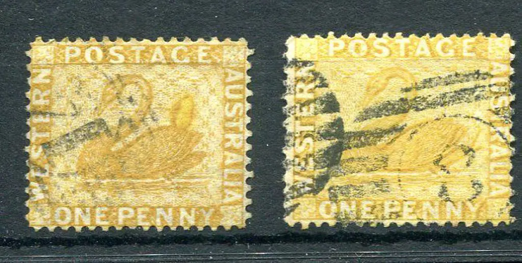 1876/79 1d ochre with large flaw on swans back ... Image 1++