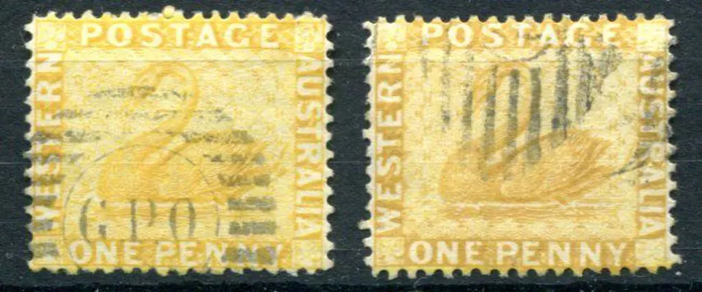 1882 1d yellow-ochre. Two used singles with ... Image 1++