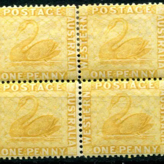 1882 1d yellow-ochre. MUH/MLH block of 4. SG 76, ...