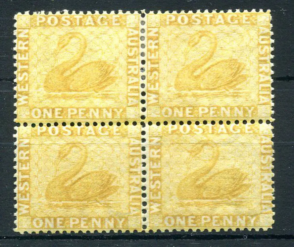 1882 1d yellow-ochre block of 4. MLH/MH with very ... Image 1++