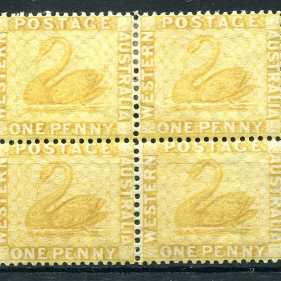 1882 1d yellow-ochre block of 4. MLH/MH with very ...