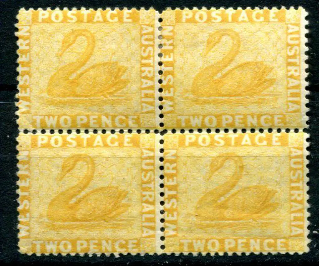 1882 2d chrome-yellow. MUH/MLH block of 4. SG 77, ... Image 1++