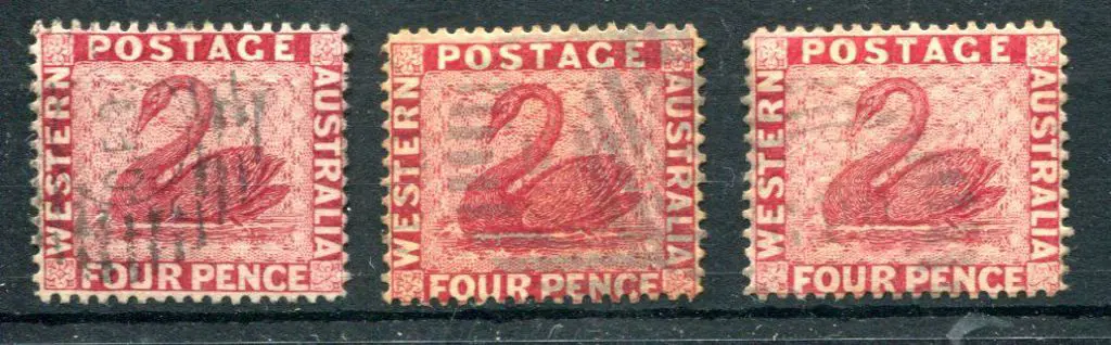 1882 4d carmine x 3 with Crown to left of CA, to ... Image 1++