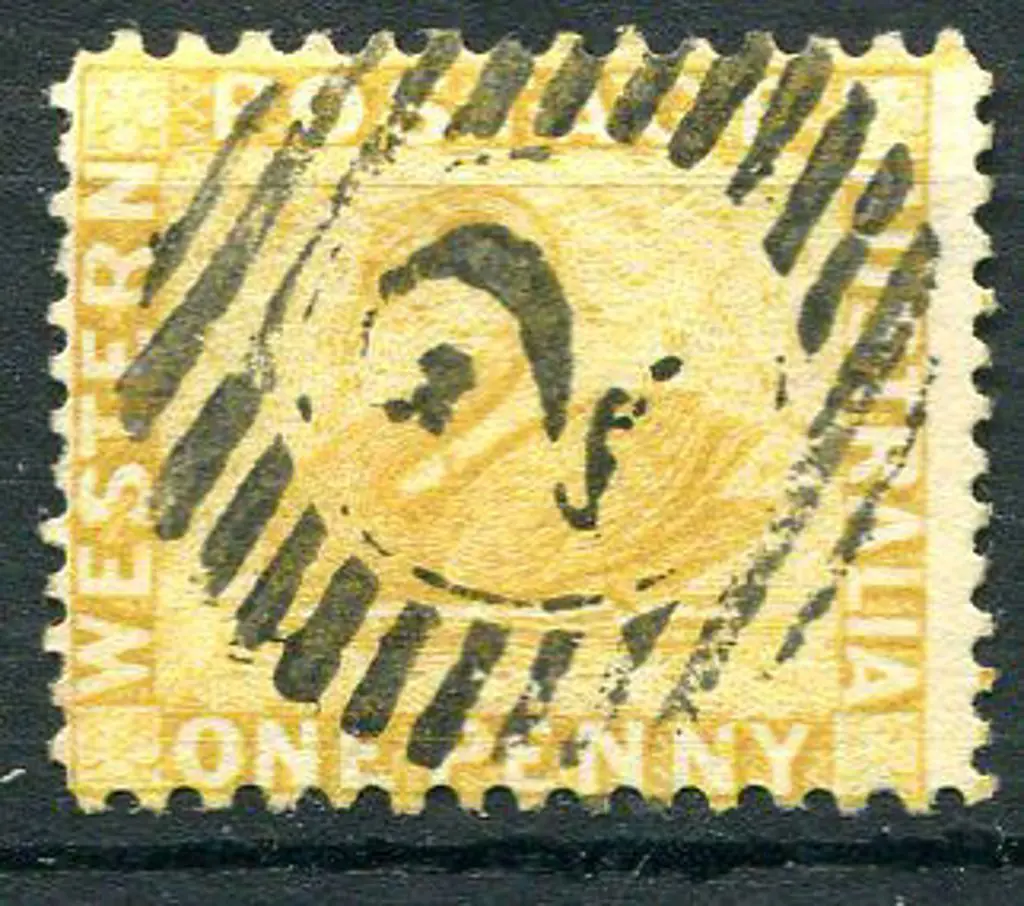 1883 1d yellow-ochre. Fine used with bold 12 bar ... Image 1++