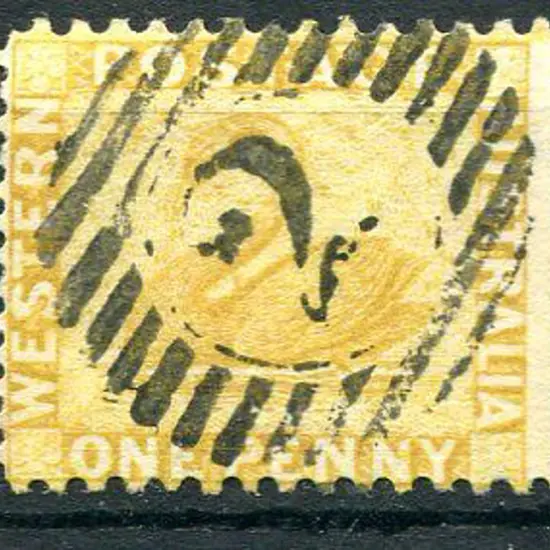 1883 1d yellow-ochre. Fine used with bold 12 bar ...