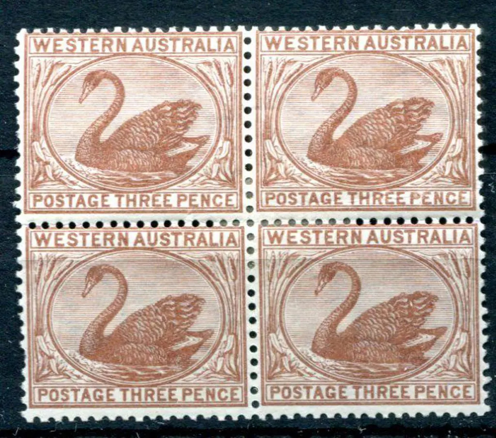 1895 3d red-brown block of 4. MLH with central ... Image 1++