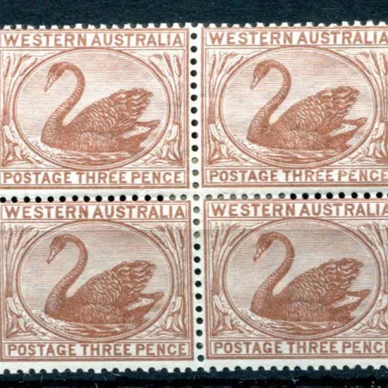 1895 3d red-brown block of 4. MLH with central ...