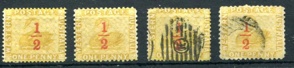 1884 ½d on 1d yellow-ochre surcharges. MLH & used ... Image 1++