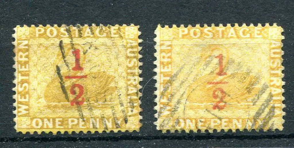 1884 ½d on 1d yellow-ochre, perf. 14 with "thick ... Image 1++
