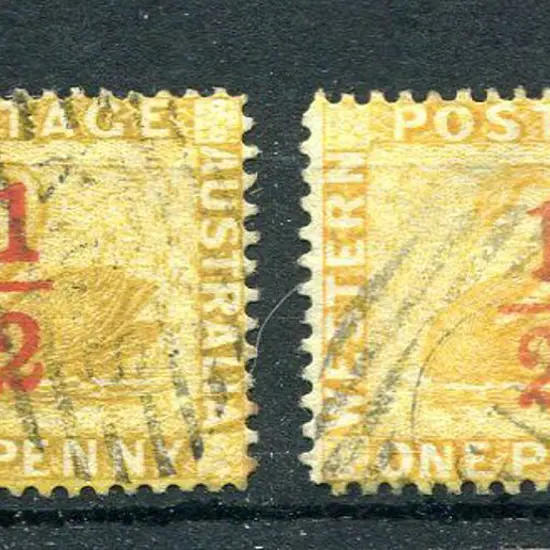 1884 ½d on 1d yellow-ochre, perf. 14 with "thick ...