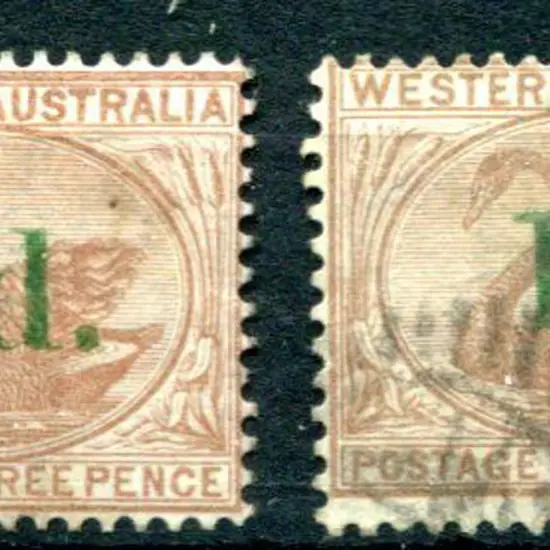 1885 1d on 3d pale brown with "slanting top". Mint ...