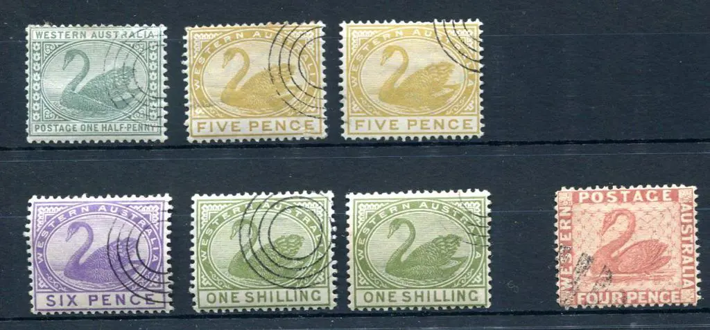 1882/93 ½d green (MH crease), 5d bistre in 2 ... Image 1++