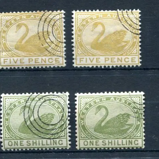 1882/93 ½d green (MH crease), 5d bistre in 2 ...