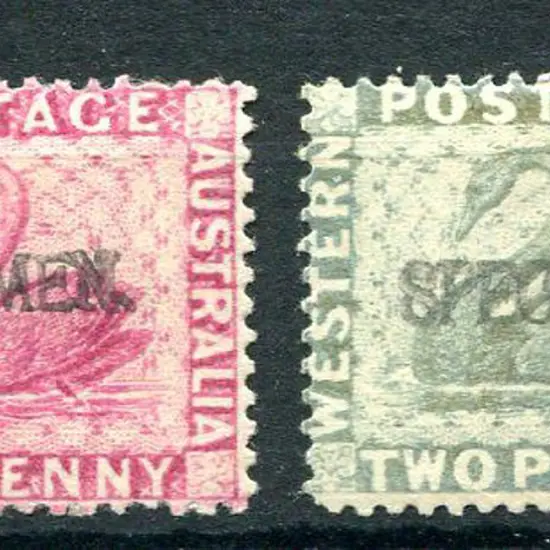1888 1d carmine-pink & 2d grey ovptd "SPECIMEN". ...