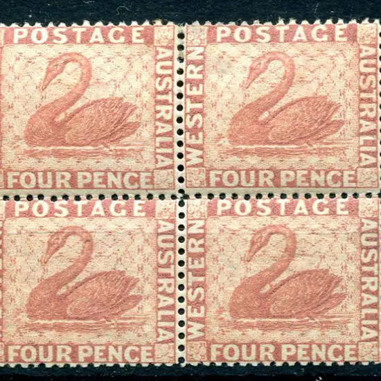1888 4d red-brown block of 4. MUH/MH with one unit ...