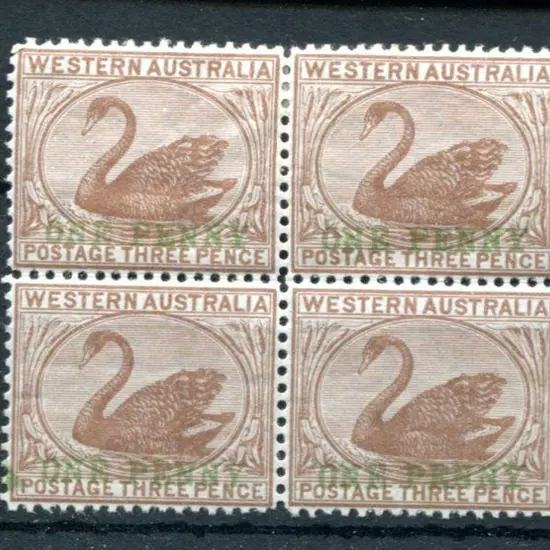 1893 1d on 3d pale brown. MUH/MLH block of 4. SG ...