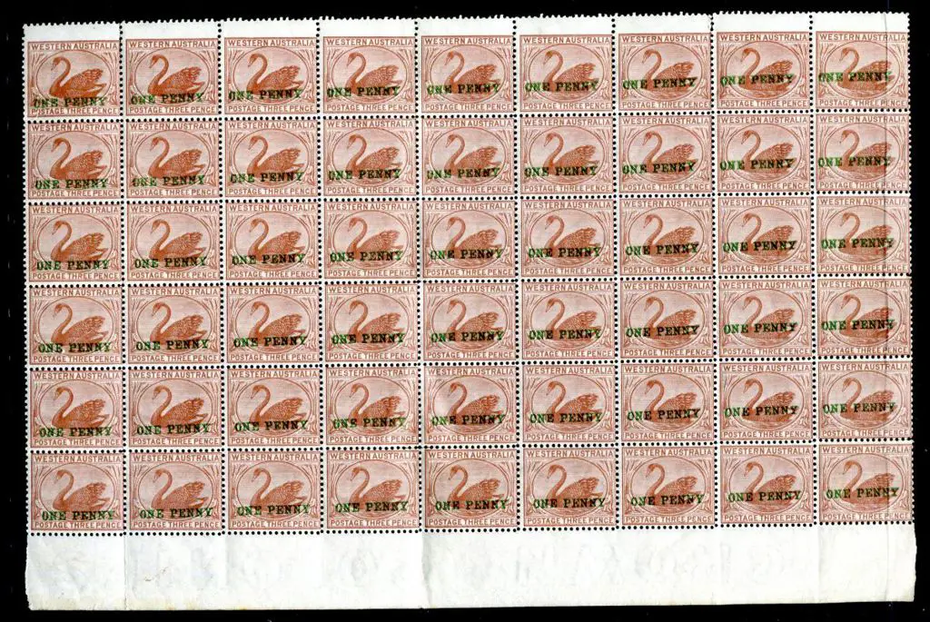 1885 "ONE PENNY" surcharge in green on 3d ... Image 1++