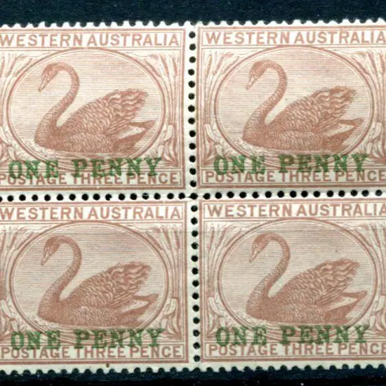 1893 1d on 3d pale brown, Crown CA wmk. MUH block ...