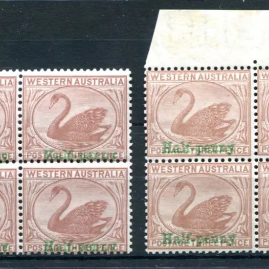 1895 ½d on 3d pale brown & ½d on 3d Cinnamon green ...