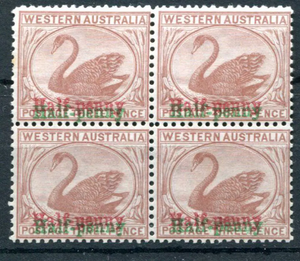 1895 ½d on 3d Cinnamon with surcharge in red & ... Image 1++