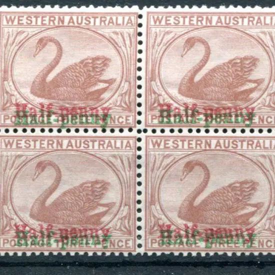 1895 ½d on 3d Cinnamon with surcharge in red & ...