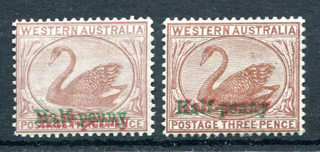 1896 "Half-penny" in red & green on 3d Cinnamon ... Image 1++
