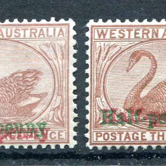 1896 "Half-penny" in red & green on 3d Cinnamon ...