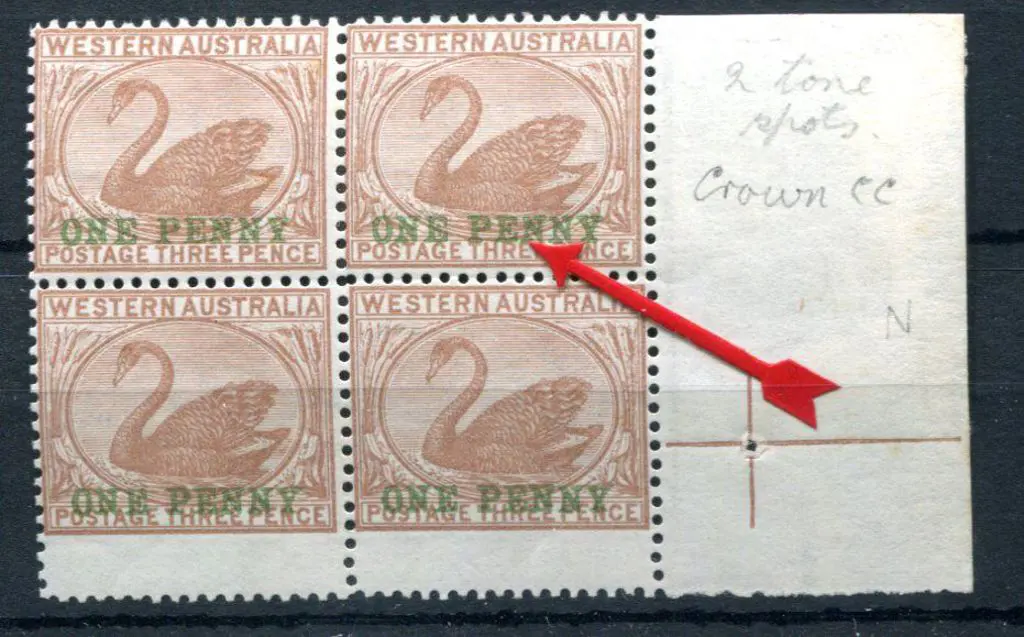 1896 "Half-penny" surcharge in red & green on 3d ... Image 1++