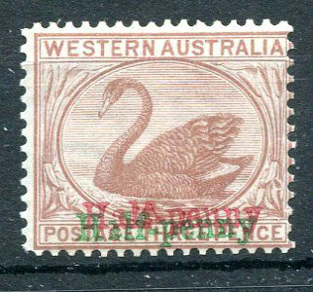 1896 "Half-penny" surcharge in red & green on 3d ... Image 1++