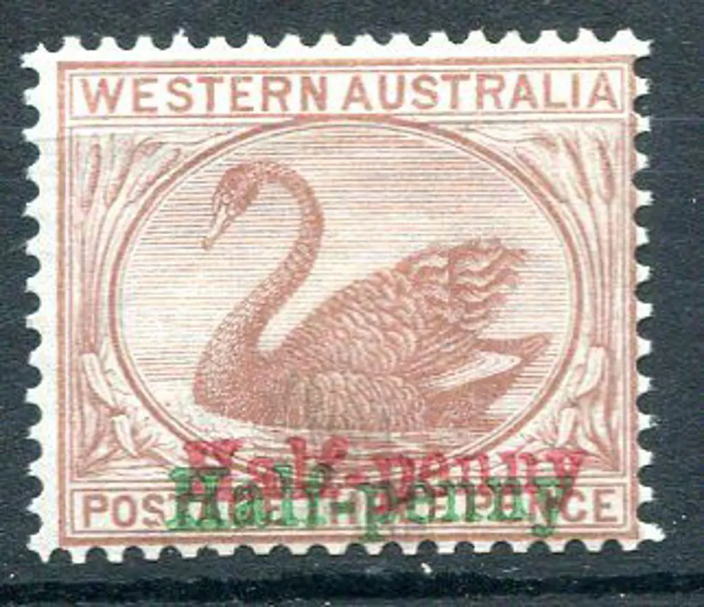 1896 "Half-penny" surcharge in red & green on 3d ... Image 1++