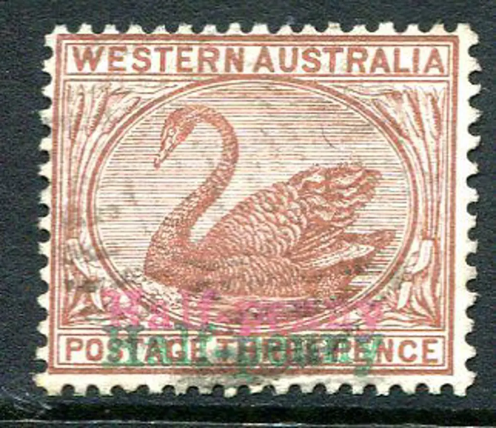 1896 "Half-penny" surcharge in red & green on 3d ... Image 1++