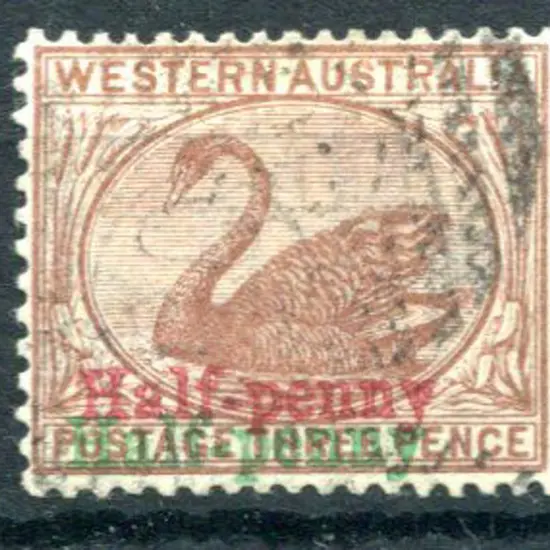 1895 ½d on 3d red-brown with surcharge in red & ...