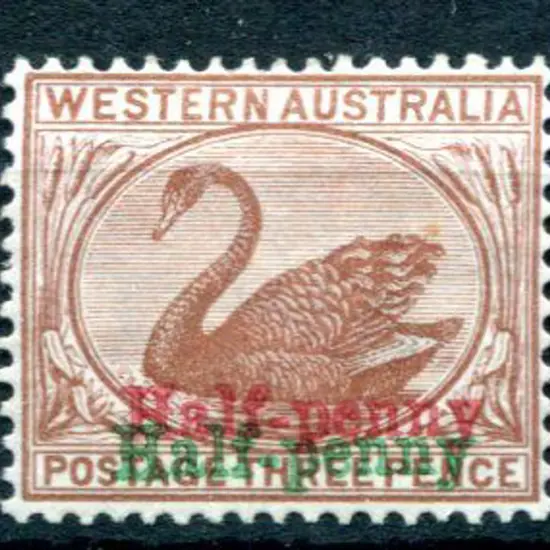 1895 ½d on 3d red-brown with surcharge in red & ...